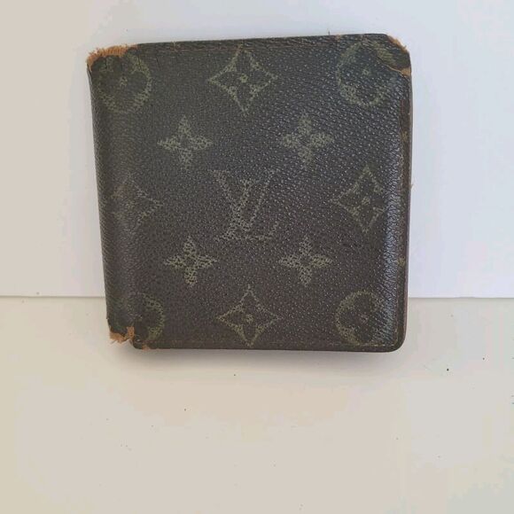 Vintage Louis Vuitton Men's LV Brown Bi-Fold Leather Wallet Monogram Fair Retro - Picture 1 of 13